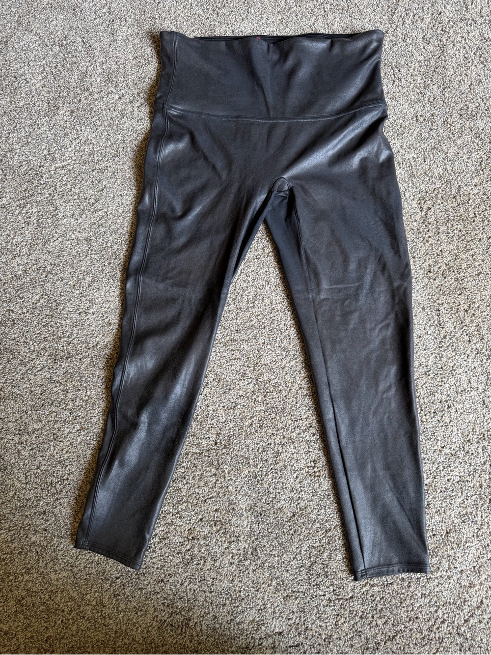 SPANX Black Metallic Shaping Waist Smooth Fit Faux Leather Legging High-Rise 1X - Picture 3 of 10